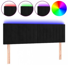 fekete bársony LED-es fejtámla 144x5x78/88 cm