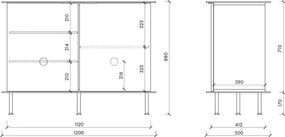 Fekete komód kábellyukkal 120x88x50 cm Suumo – noo.ma