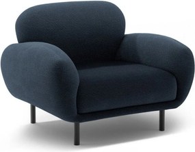 Sötétkék buklé fotel Poppy – Micadoni