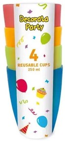 Színes műanyag pohár 4 db-os szett 250 ml