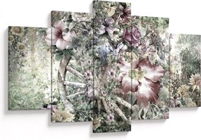Virágok képe egy fából készült kerékpáron (150x105 cm)