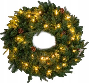 Karácsonyi Led Koszorú Fenyőtobozokkal Ø 60 CM Műanyag