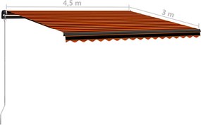Narancssárga és barna kézzel kihúzható napellenző 450 x 300 cm