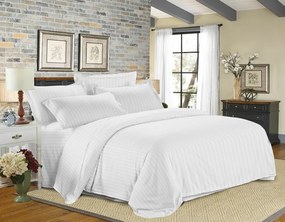 Mikroszálas hotel ágyneműhuzat JASMINE PURE fehér - 2 cm-es csík, hotel zseb Ágyneműhuzat mérete: 70 x 90 cm | 140 x 200 cm