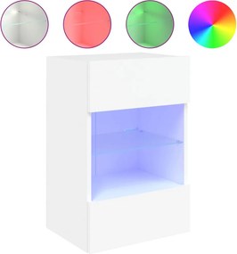 vidaXL fehér falra szerelhető TV-szekrény LED-lámpákkal 40x30x60,5 cm