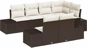 vidaXL Kerti Kanapé Szett 7 pcs Barna és krémszínű Poli rattan