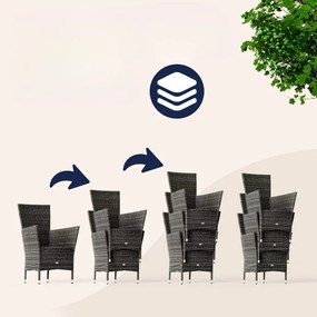 Deuba Berlin 1+6 kerti rattan garnitúra - szürke/antracit