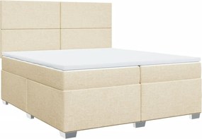 vidaXL krémszínű szövet rugós ágy matraccal 200 x 200 cm