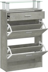 vidaXL betonszürke szerelt fa cipőszekrény 63x24x104 cm