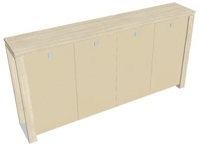 Verno+ közepes gardrób 260 x 46 x 130 cm, üvegajtó, akác / vanília