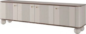 Vesper 4D TV-szekrény 187 cm - kasmír / diófa / arany fogantyúk / gömb alakú lábak