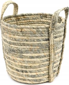 Fonott Fűkosár Barna Szürke 20x21cm Kosár