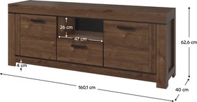 TV asztal 2D1S, barna tölgy, BORAS