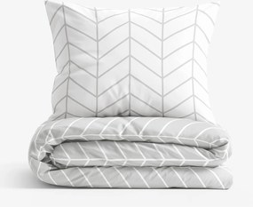 Goldea pamut ágyneműhuzat - cikcakk fehér és szürke 200 x 200 és 2db 70 x 90 cm