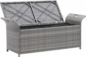 szürke polyrattan tárolópad párnával 138 cm