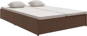 vidaXL barna polyrattan átalakítható napozóágy párnákkal