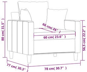 vidaXL krémszínű bársony kanapéfotel 60 cm