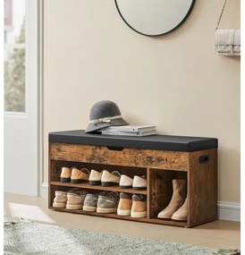 Cipőtároló VOREN barna/fekete