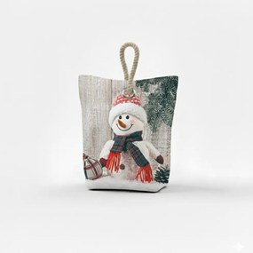 Karácsonyi ajtóütköző Hóember piros, 22 x 23 cm