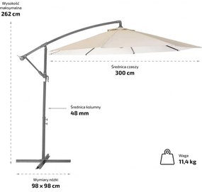 Kerti összecsukható napernyő SOLIMARE 300 cm, kék