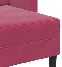 borvörös bársony 2 üléses kanapé L-alakú kanapéval 125 cm
