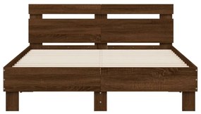 barna tölgyszínű szerelt fa ágykeret fejtámlával 120 x 190 cm