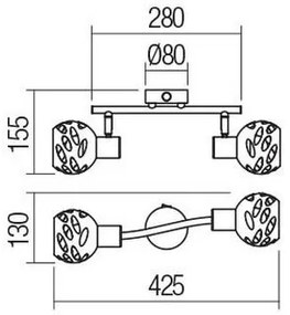 Redo 04-517 - Fali spotlámpa TORN 2xE14/28W/230V