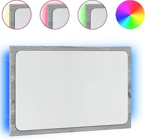 vidaXL szürke sonoma szerelt fa LED-es fürdőszobatükör 60x8,5x38 cm