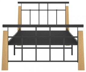 fém és tömör tölgyfa ágykeret 90 x 200 cm