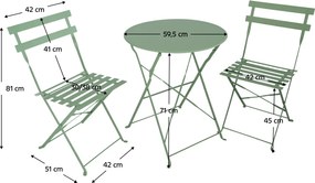 Kerti szett 1+2, zöld, acél, OBAX NEW