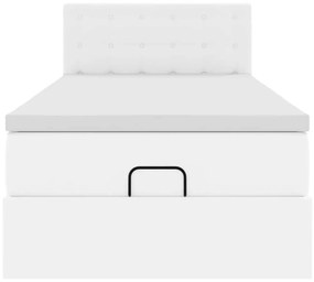 Ottomán ágykeret matraccal tiszta fehér 100x200cm műbőrrel