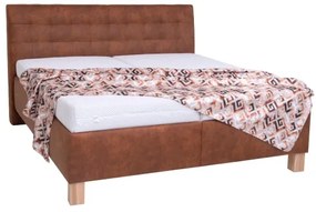 Kárpitozott ágy matraccal és tárolóval VIOLET 160x200 cm konyakbarna