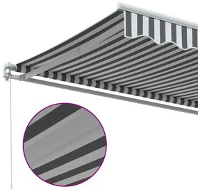 antracitszürke-fehér kézzel kihúzható napellenző 600 x 300 cm