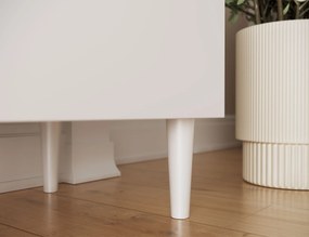 TV állvány polccal és szekrényekkel DULLUM 200x58cm, fehér
