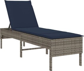 vidaXL szürke polyrattan napozóágy párnával 55x200x44 cm