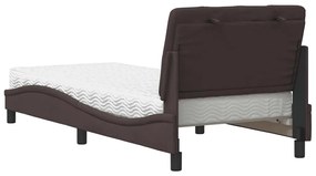 sötétbarna szövet ágy matraccal 90x200 cm