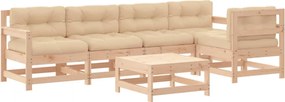 vidaXL 6 részes tömör fa kerti társalgószett párnákkal