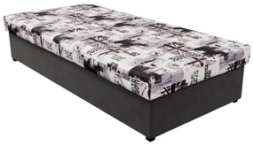 NOE 90x200 szürke/fekete rugós matracos ágy tárolóval LM0002