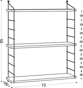 Armoni fali polc, magasfényű fehér, 72 cm – TR775DCM1685