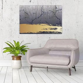 Kép - Kék és arany absztrakció N⁰1 (90x60 cm)