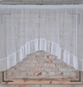 Kész függöny 400x140, fehér fátyol, ív, fodros, szalag, nappali, szoba