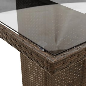 7-részes barna polyrattan kerti étkezőgarnitúra párnával