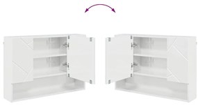 Fürdőszobai tükörszekrény Magasfényű fehér 80 x 17 x 55 cm