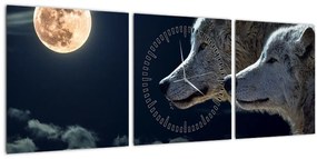 Farkas üvöltés a holdra képe (órával) (90x30 cm)