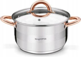 Indukciós edény rozsdamentes acélból, ezüst színű, 3,4 literes