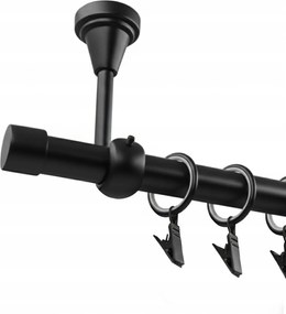 Függönykarnis Szimpla Mennyezeti Fekete Matt Fém Luna 19 MM 400 CM Kpl Kerekek