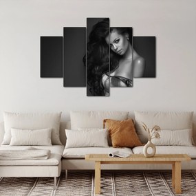 Kép - fekete, fehér, portré, közül, csábító, nő (150x105 cm)