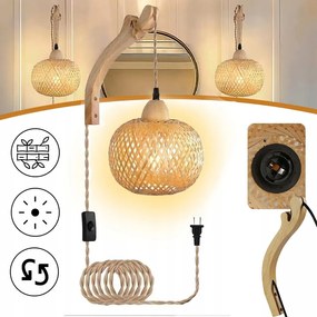 Fa Beltéri Fali Lámpa, Vintage Fali Lámpa Dugóval,izzó