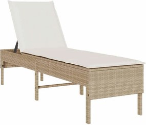 vidaXL bézs polyrattan napozóágy párnával 55x200x44 cm