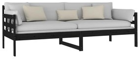 fekete tömör fenyőfa kanapéágy 80x200 cm